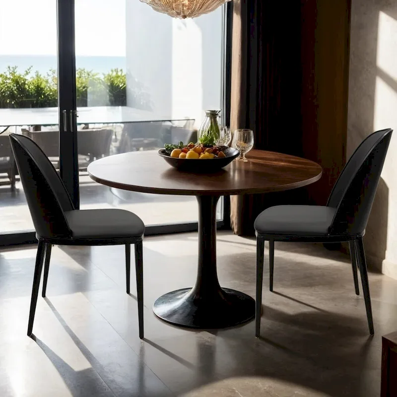 LeisureMod Tule Dining Side Chair with Upholstered Seat and Back