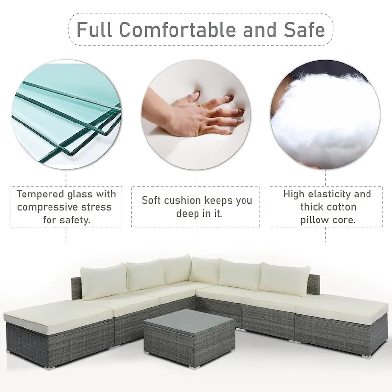 8-Piece Wicker Modular Sectional Sofa Set with Coffee Table
