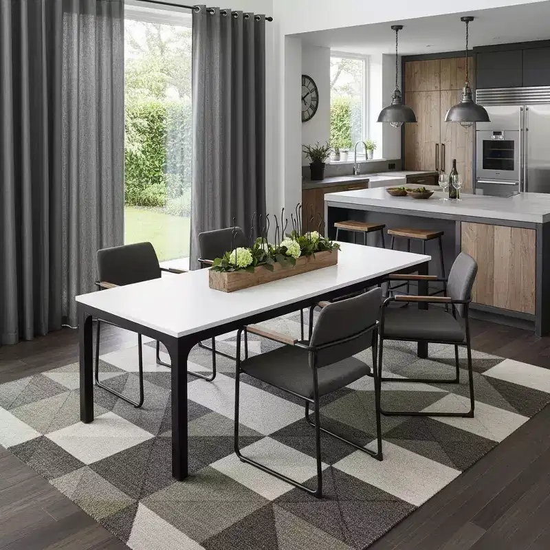 HomeRoots 46 White and Black Wood and Iron Dining Table