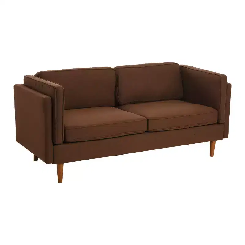 Storied Home Atley Modern Upholstered High Sided Sofa with Solid Wood Legs, Vintage Brown