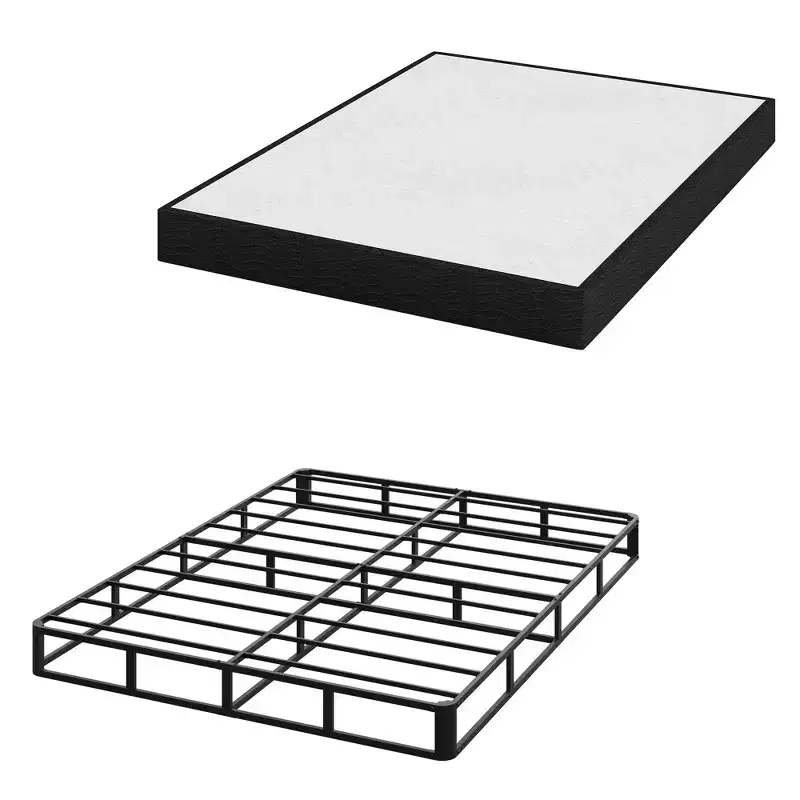 5/9 Inch Queen Metal Box Spring with Round Corners - Heavy Duty Mattress Foundation with Steel Slats, Noise-Free, Easy Assemble, Black