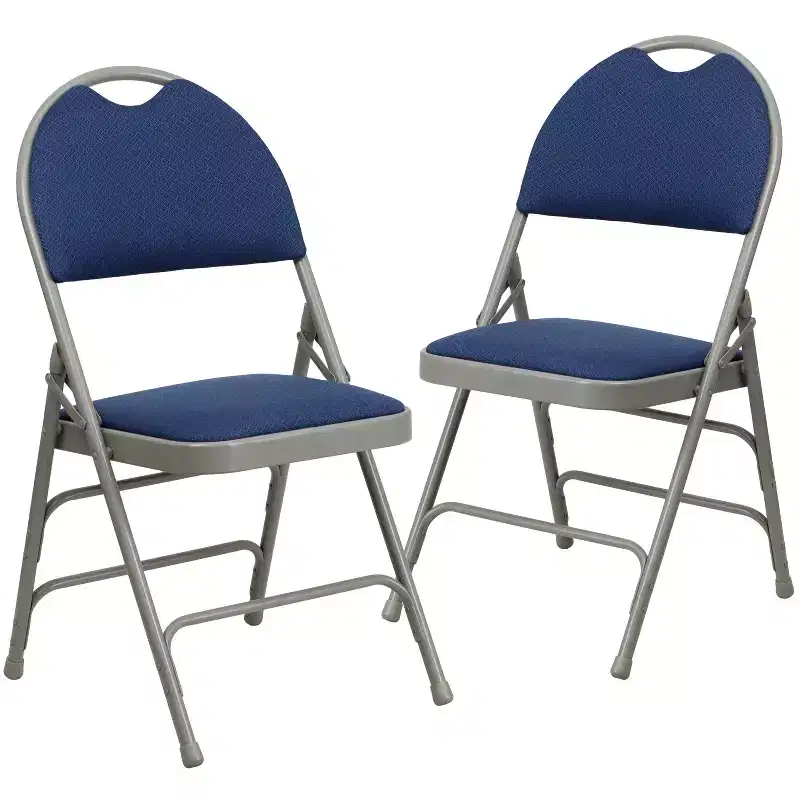 Flash Furniture 2 Pack HERCULES Series Extra Large Ultra-Premium Triple Braced Metal Folding Chair with Easy-Carry Handle