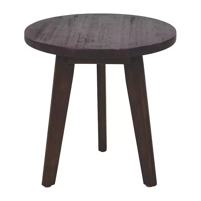 Homy Casa Solid Acacia Wood Round End Table, Small Space Accent Table, Dark Brown