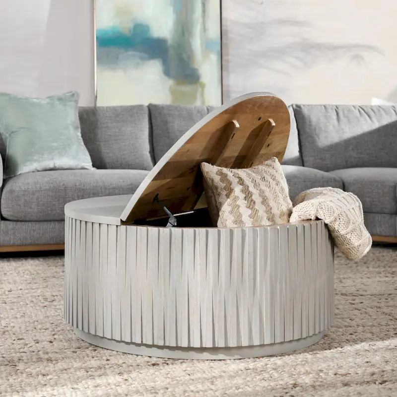 Round Coffee Table with Hidden Storage