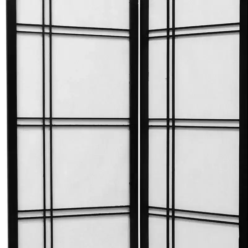 6 ft. Tall Double Cross Shoji Screen Black (5 Panels) Oriental Furniture: Hardwood Frame, Metal Hardware, No Assembly Required