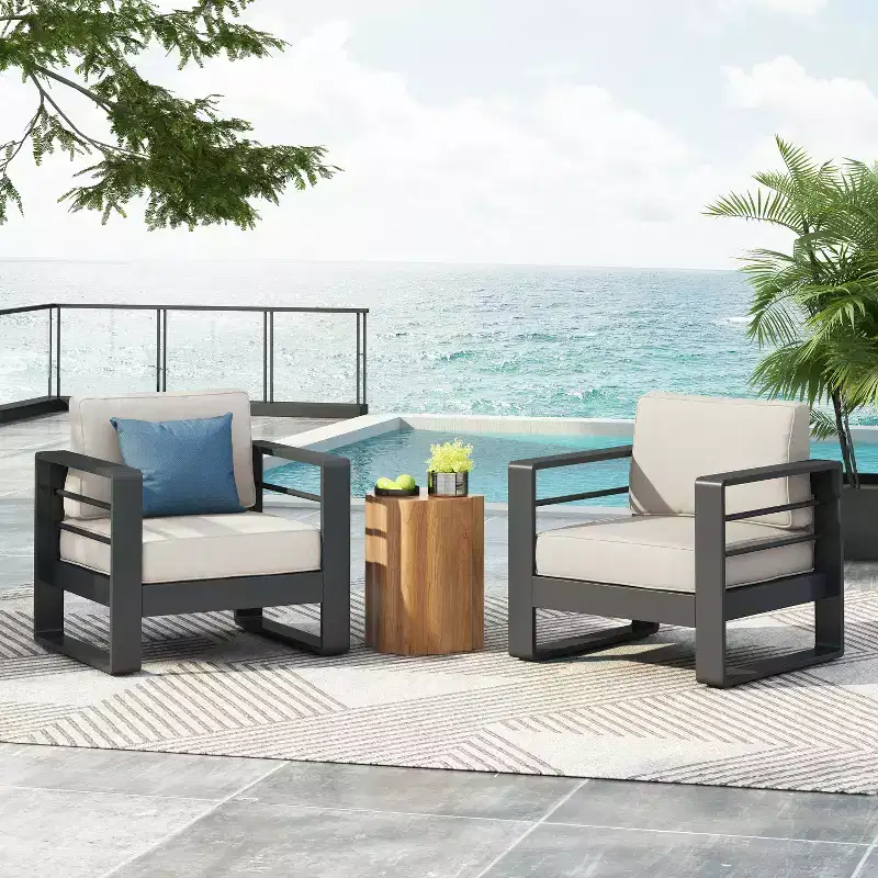 Christopher Knight Home Raban Outdoor Aluminum Club Chair with Cushions