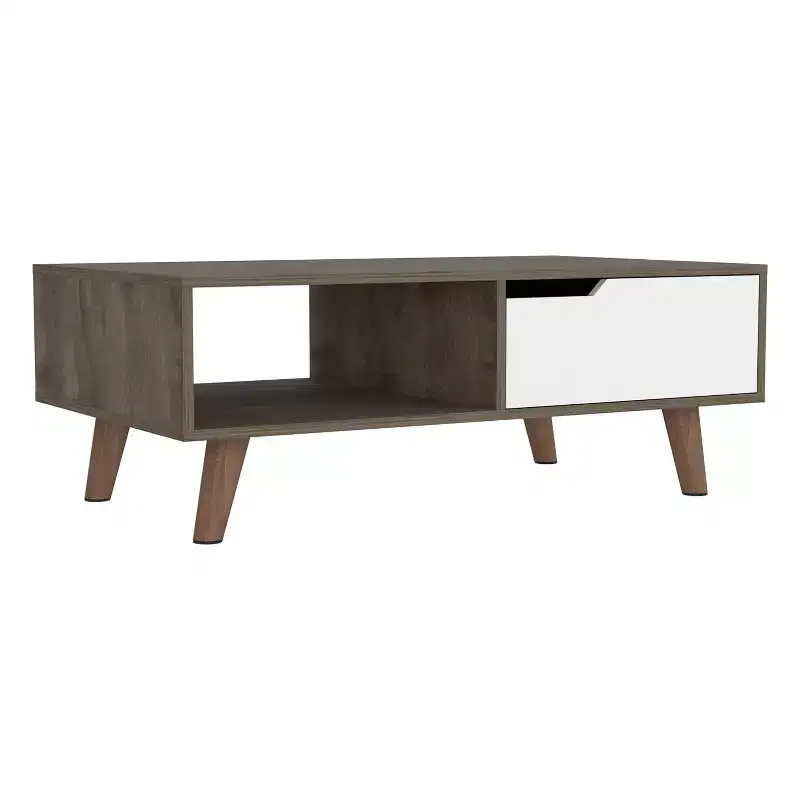 Lecce Rectangle Coffee Table with Drawer & Open Shelf