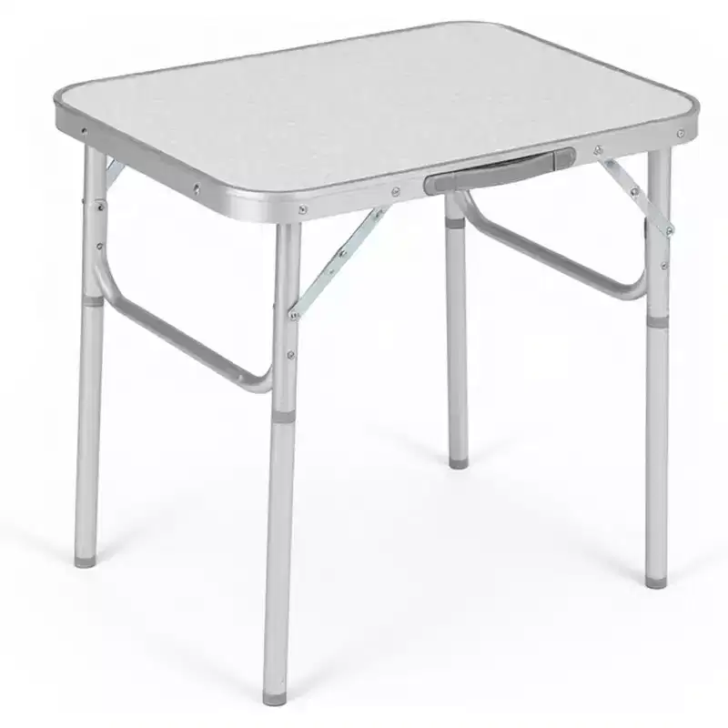 Acekool Small Folding Table with Adjustable Height, Lightweight Aluminum Frame Portable Camping Table with Carry Handle,Silver