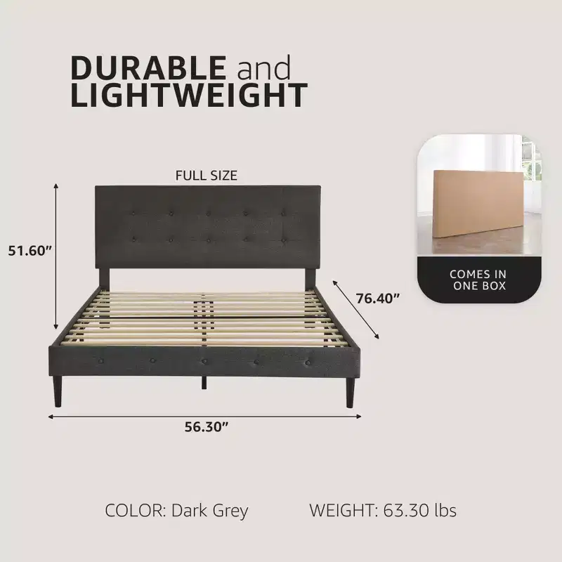 Upholstered Wooden Platform Bed Frame