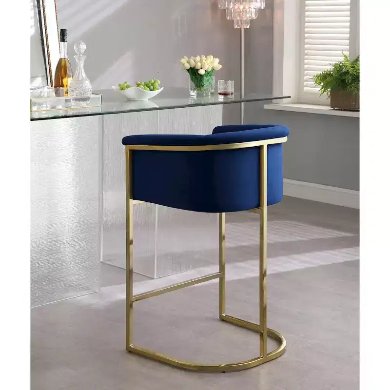 Meridian Furniture,Donatella Navy Velvet Stool