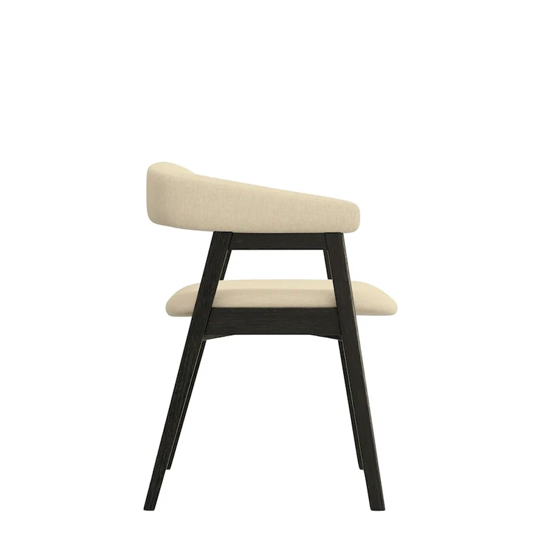 Curved Back Upholstered Dining Chairs, Set of 2