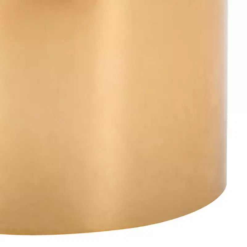 Round Marble & Brass Top Side Table with Copper Pedestal Base, Modern Accent Table