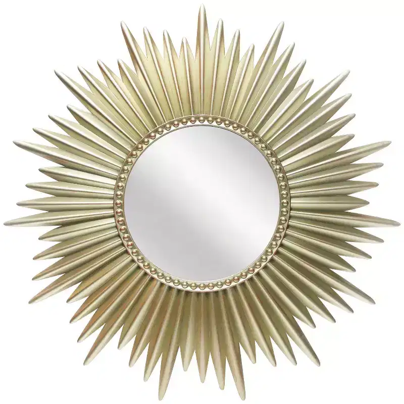 24" Sunburst Wall Mirror Gold - Infinity Instruments: Modern No Assembly, Molded Plastic Frame