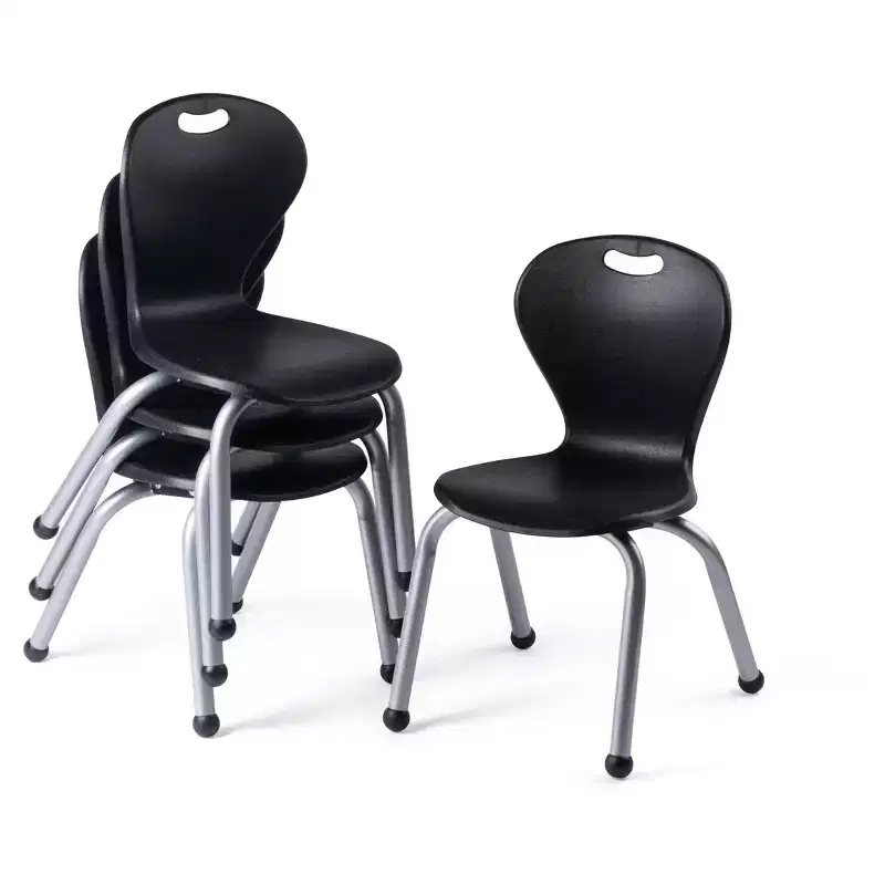 School Student Stack Chair - Ergonomic Molded Seat Shell with Robust Riveted Frame - for Classrooms in Home Learning of Office - Pack of 4 Chairs