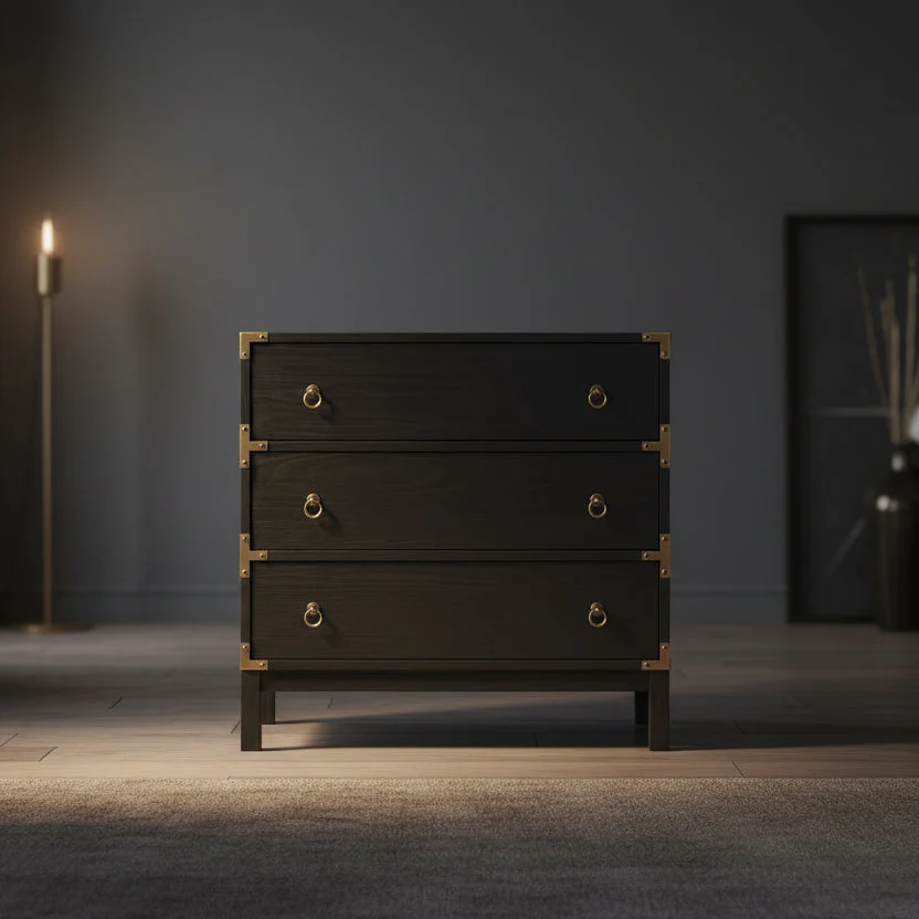 3-Drawer Chest with Gold Hardware