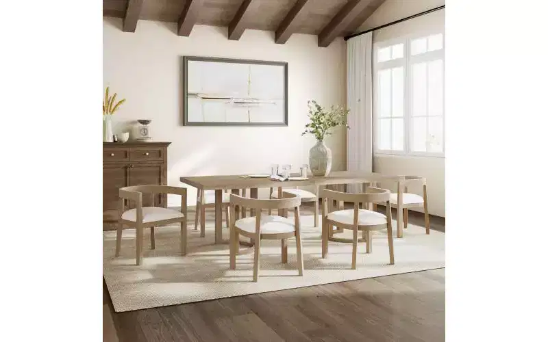 Christopher Knight Home Ellie Modern 7pc Rubberwood Upholstered Dining Set Beige/Light Ash