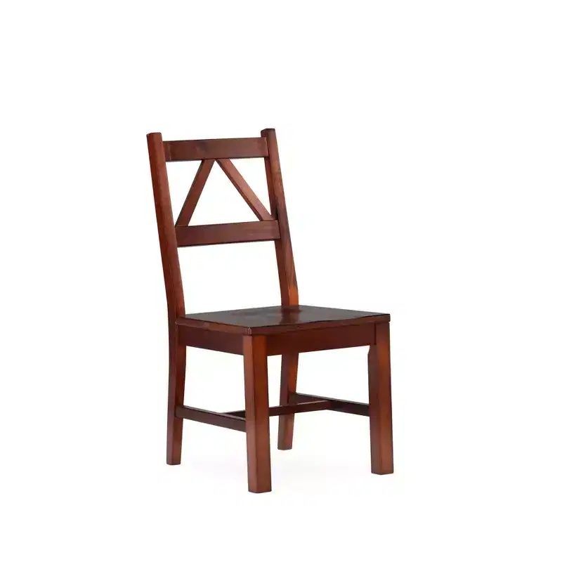 Solid Wood Armless Office Chair, Espresso Brown, Pine Frame