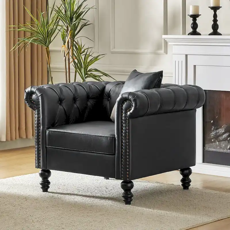 Faustina Traditional Upholstered Armchair with Solid Wood Legs by HULALA HOME