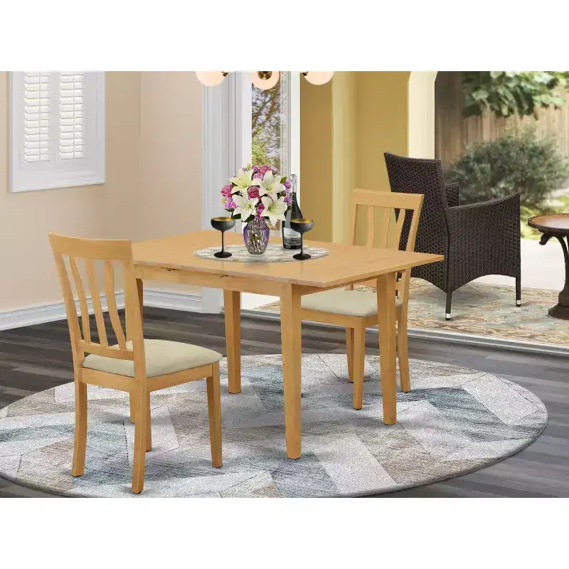 Kitchen Dinette Set Rectangular Table And Dining Chairs Slat Back Style