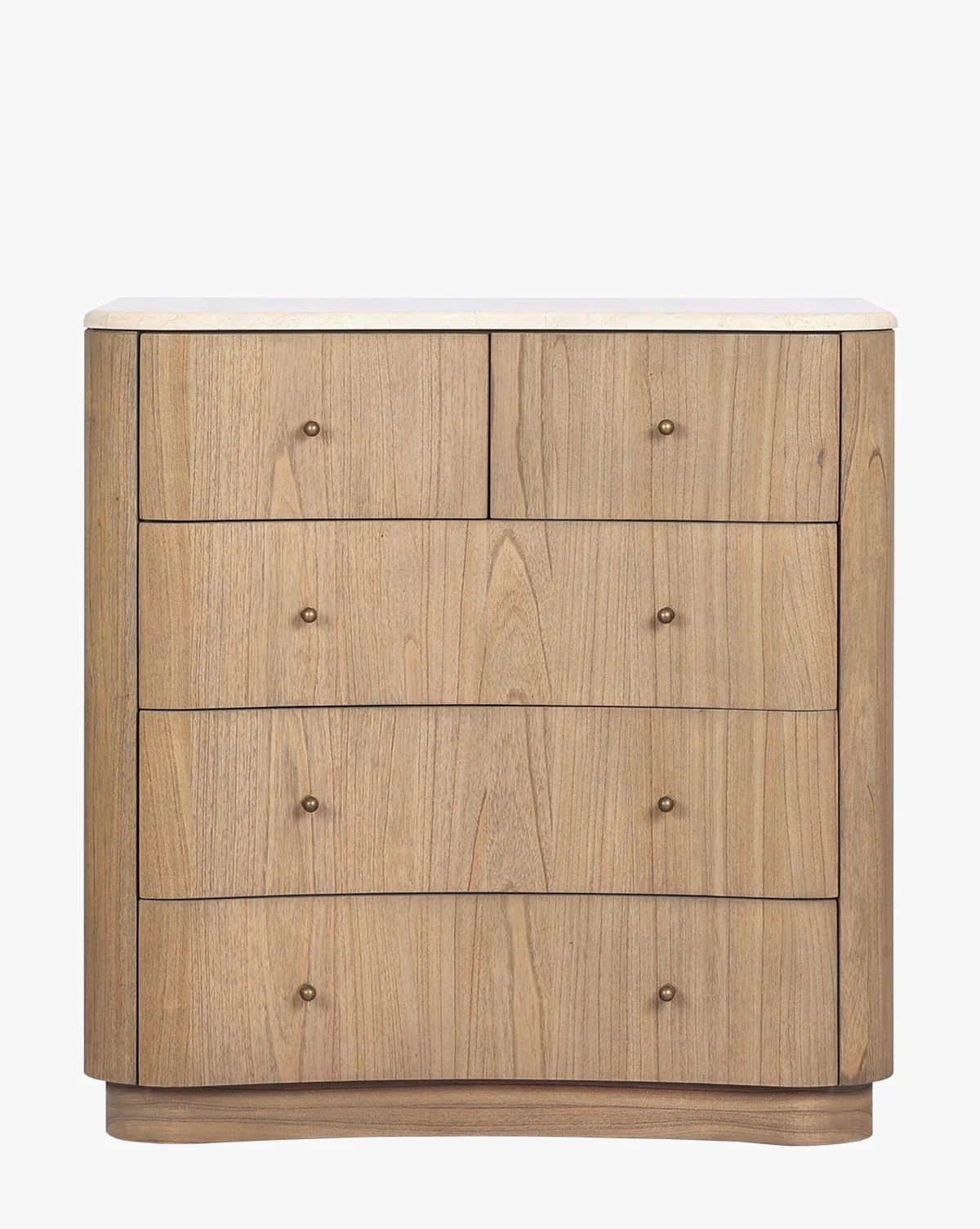 Natural Mindi Wood Chest with Marbled Surface & Six Drawers for Bedroom