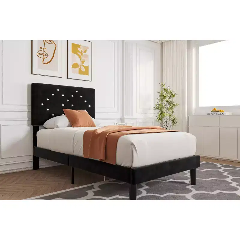 Velvet Upholstered Bed Frame