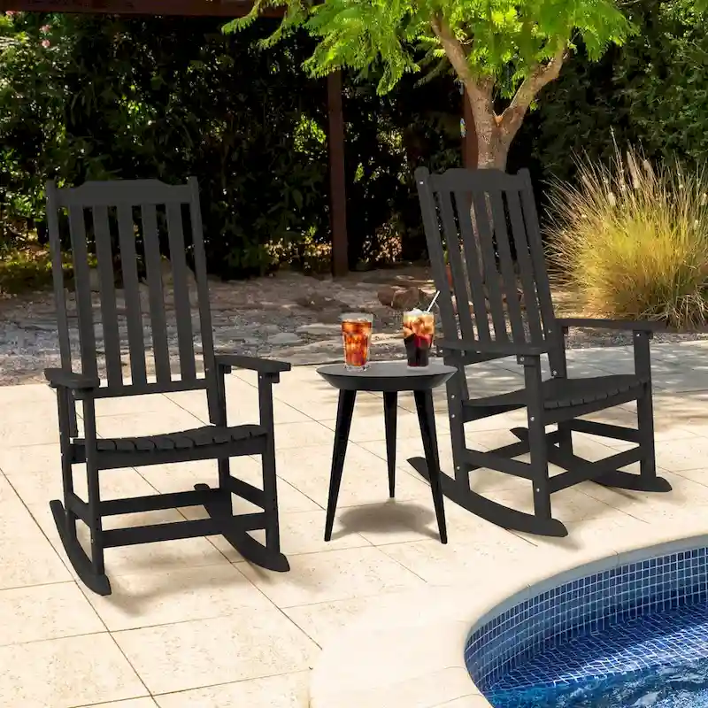 Vrakae 2 PCS Patio All Weather Resistant High Back Rocking Chair