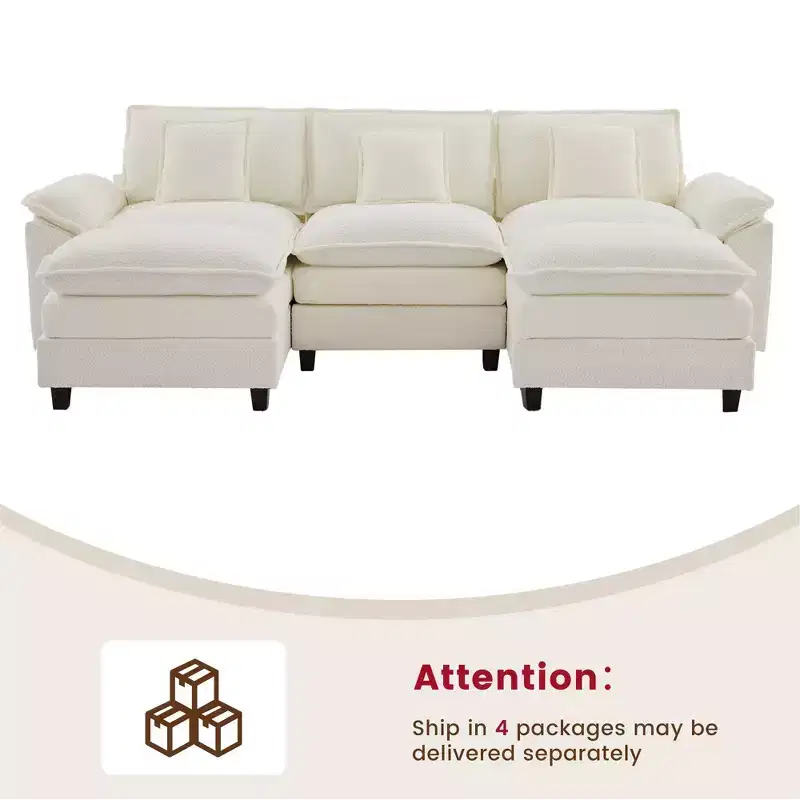 Likepay 105.9 in. Chenille Fabric 5 seat Sectional Sofa with 2 Ottomans