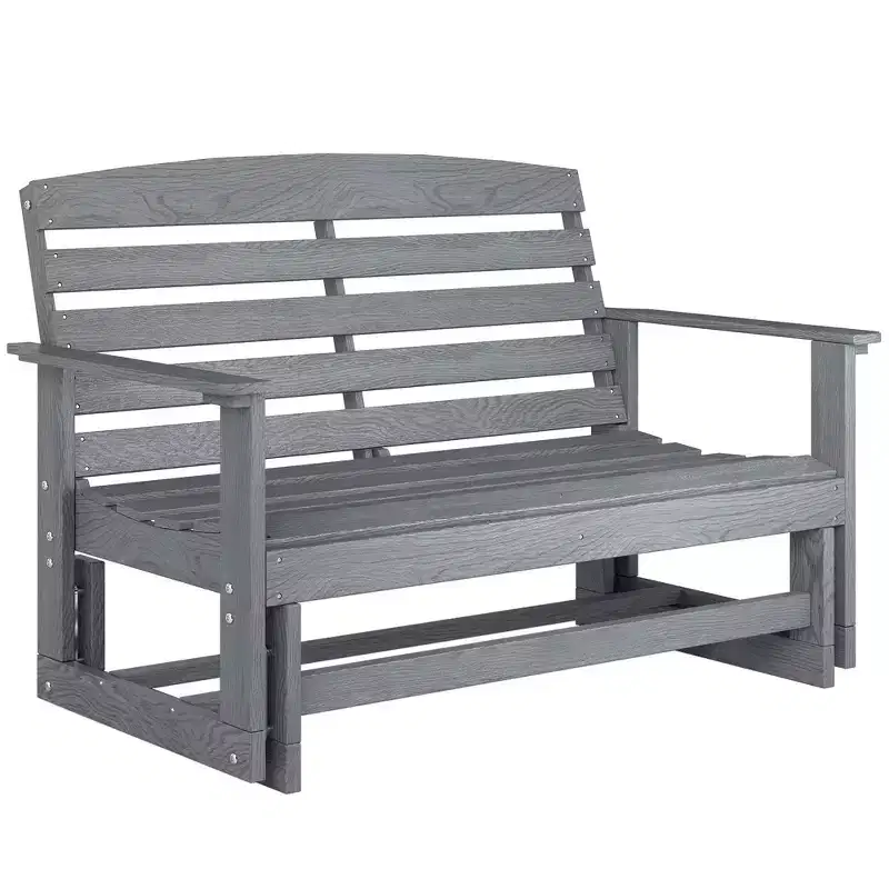 Patio Glider Bench w/ HDPE Slatted Double Rocking Chair