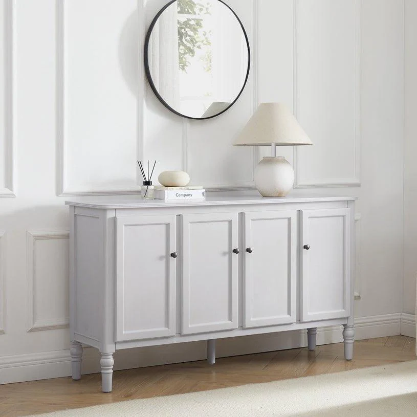 Classic Washed Stone Painted Sideboard with 4 Doors for Living Room