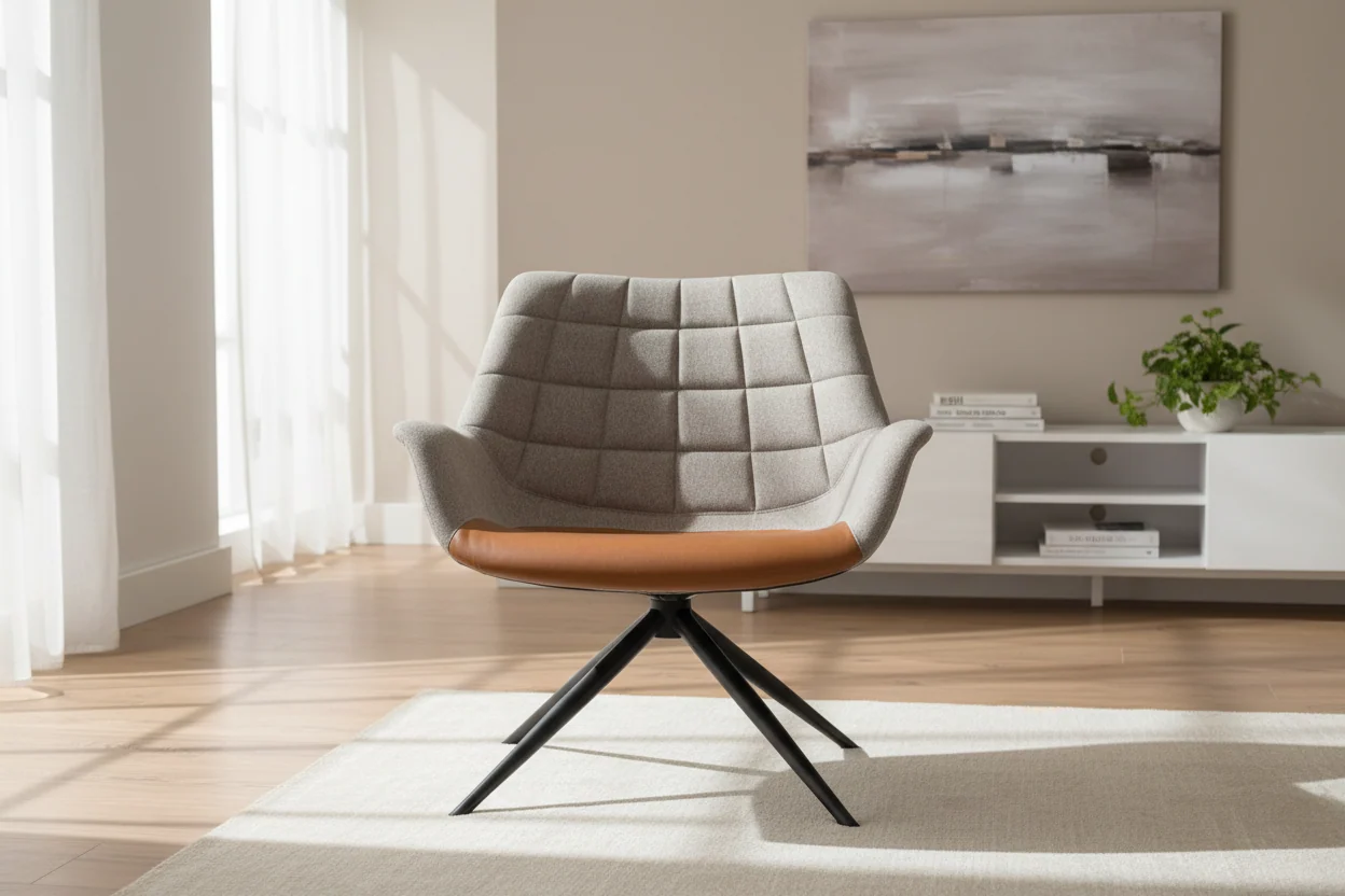 Vintage Brown Faux Leather Upholstered Accent Lounge Chair