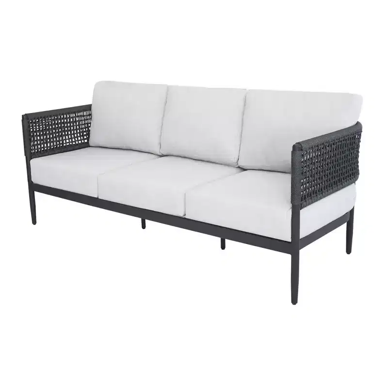 International Concepts 5pc Woven Abaca Rope Outdoor Patio Conversation Furniture Sets: Includes Rockers, Aluminum Frame