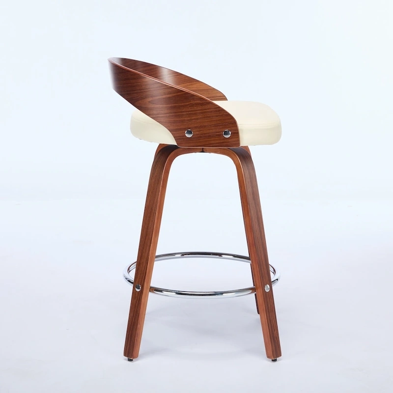 Counter Height Barstools Set of 2, Dining Chairs with Soft Cushion Seat, Kitchen Stool Island with Footstool and Low Back