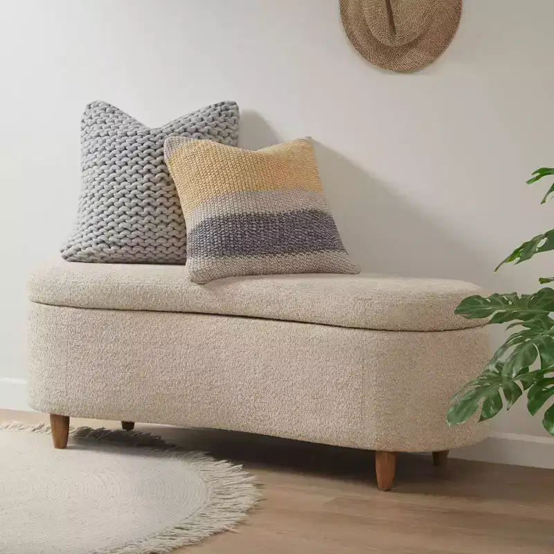 Boucle Flip-Top Storage Bench, Taupe, 48