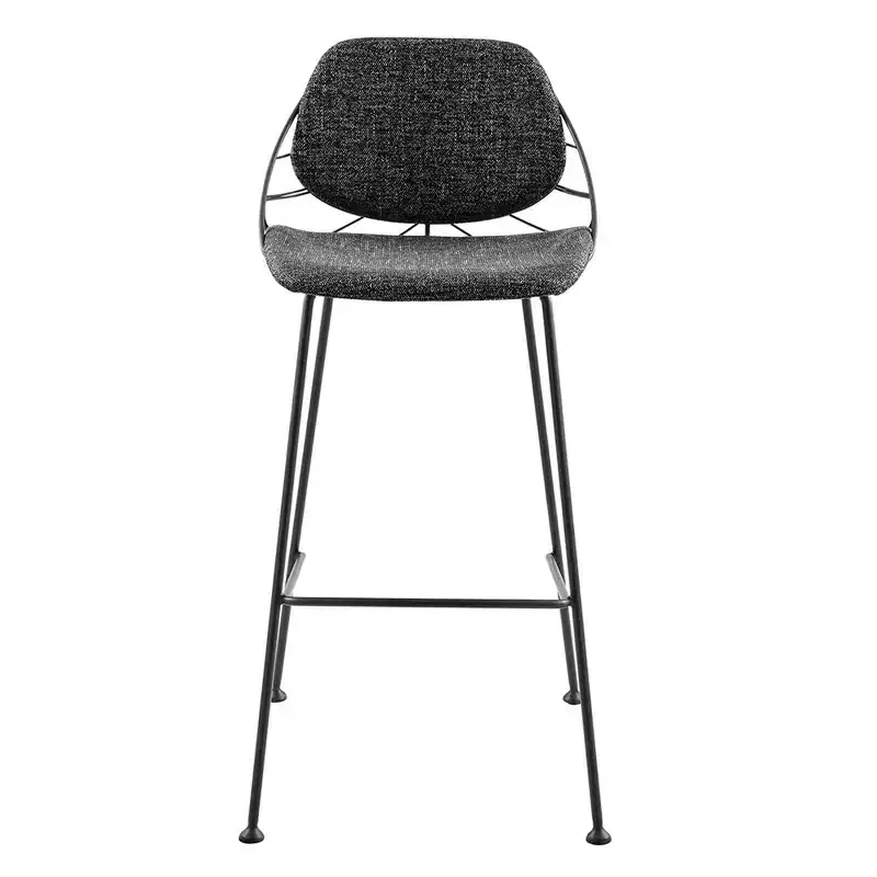 HomeRoots Set of Two 30 Black Steel Low Back Bar Height Bar Chairs