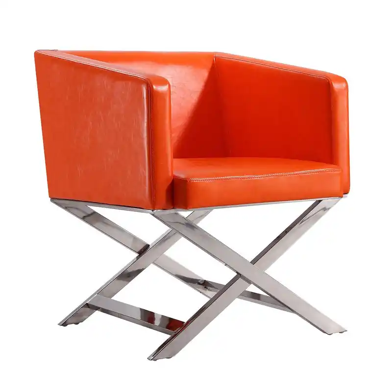 Polished Chrome Faux Leather Lounge Accent Chair