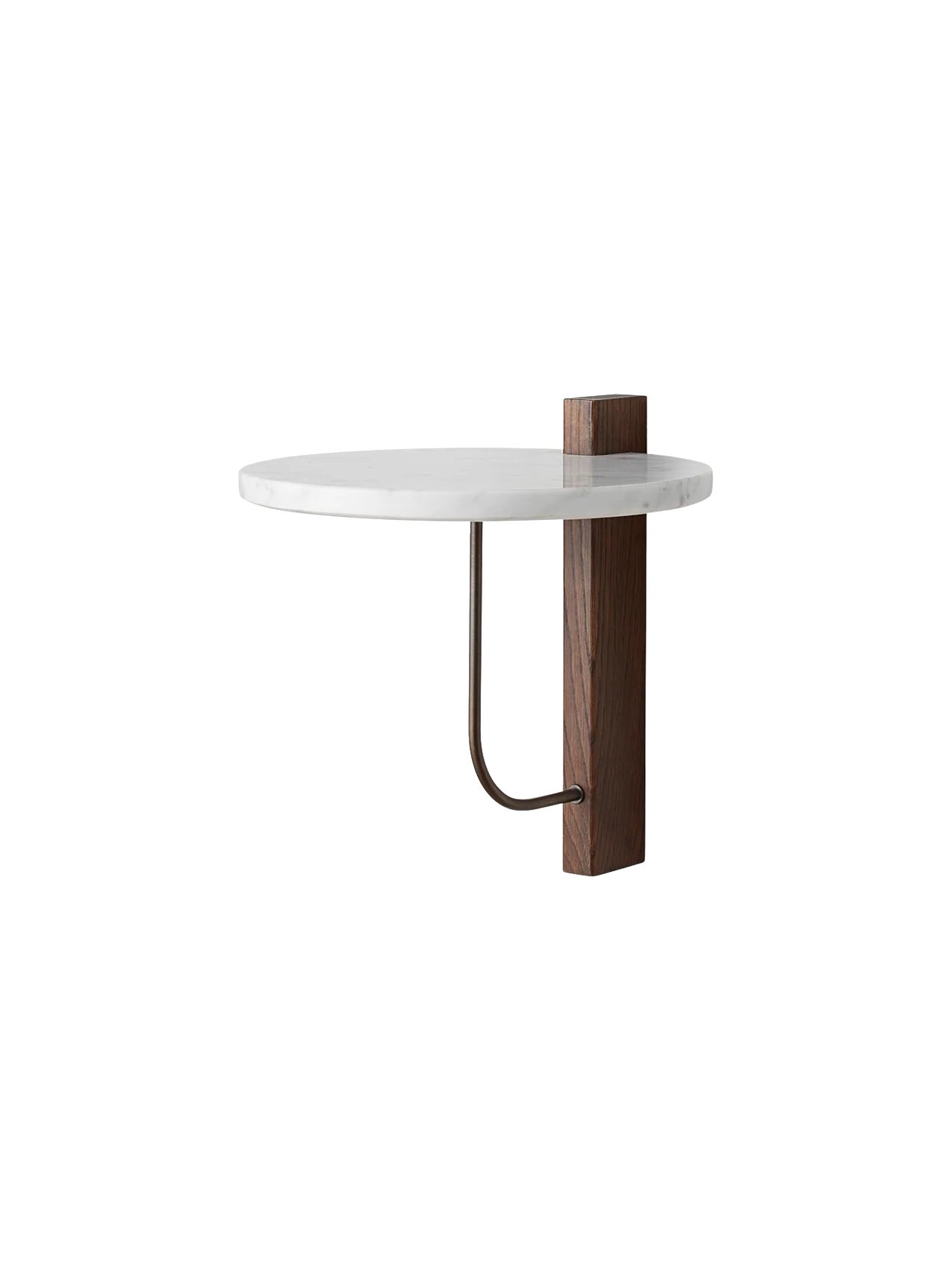 Modernist Marble & Dark Oak Wall Shelf Medium with Architectural Bracket Design for Bedroom