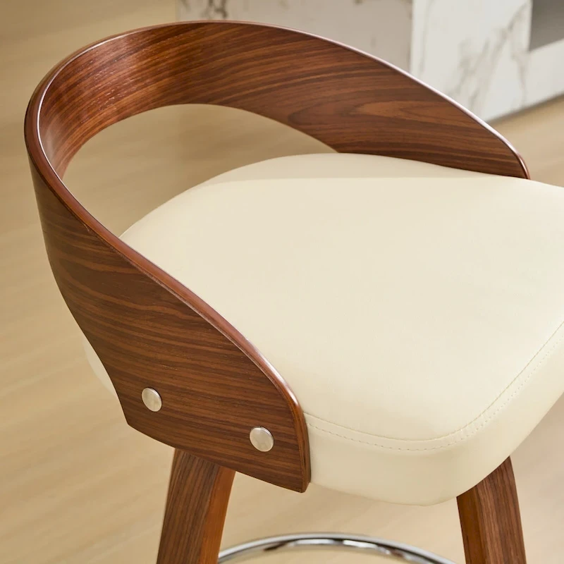 Counter Height Barstools Set of 2, Dining Chairs with Soft Cushion Seat, Kitchen Stool Island with Footstool and Low Back