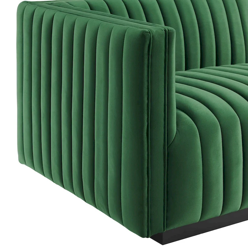 Channel Tufted Velvet Upholstered Sofa