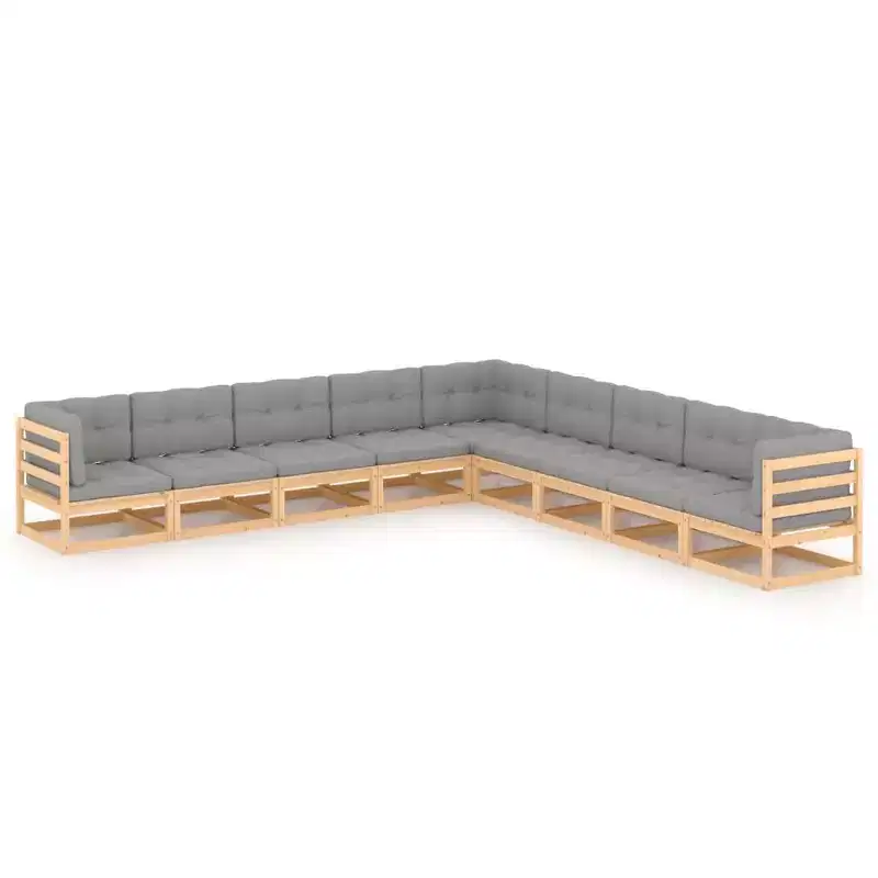 vidaXL Garden Lounge Set Natural Solid Pine Wood 9 Piece Modular