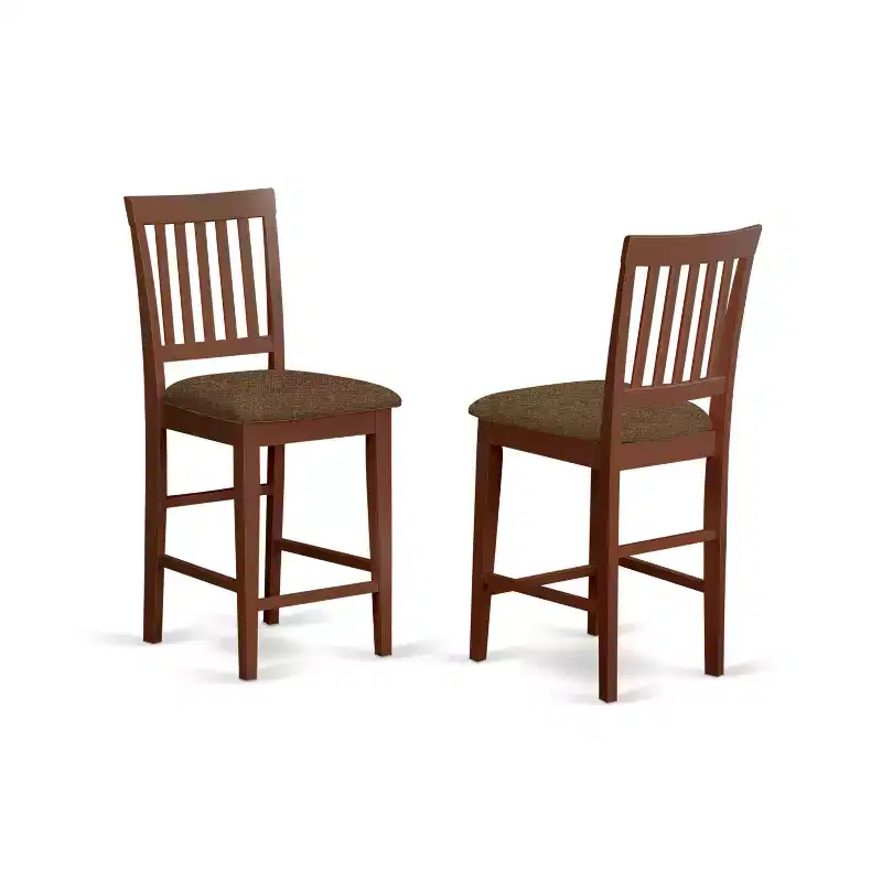 HomeStock Counter Stool-Linen Fabric Pub Height Wooden Chairs