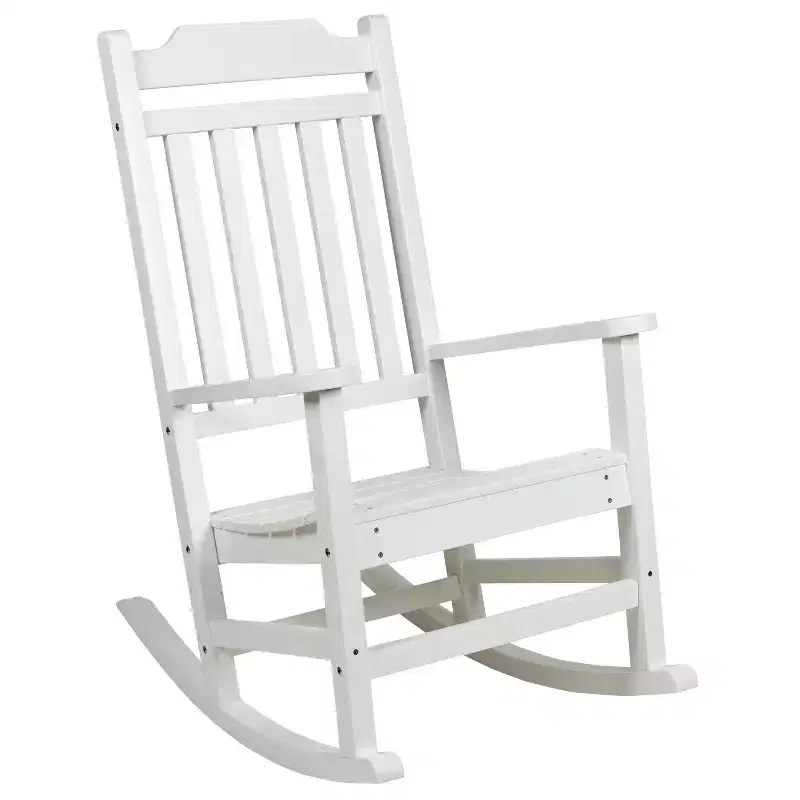 Emma and Oliver All-Weather Rocking Chair in Faux Wood - Patio and Backyard Furniture