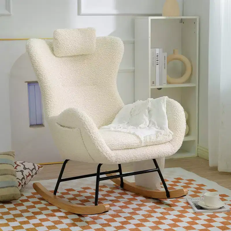 Tufted Rocking Chair with Rubber Legs