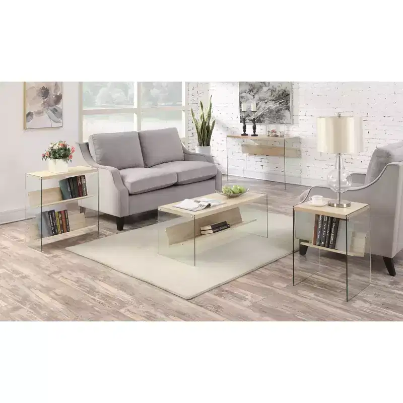 HomeStock Rectangle Glass Table Top End Table 1 -piece