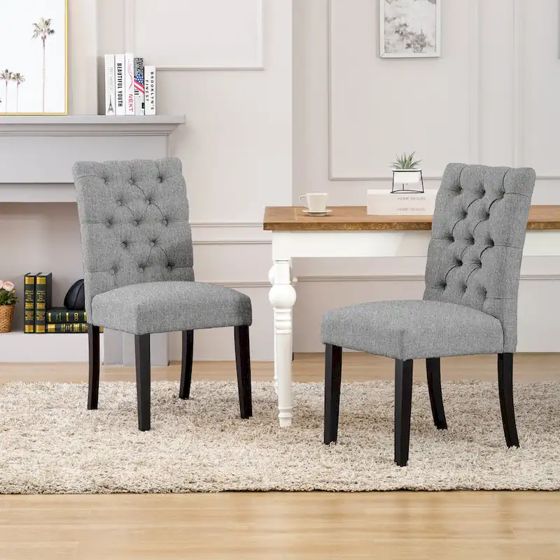 Grandview Tufted Upholstered Linen Fabric Dining Chair