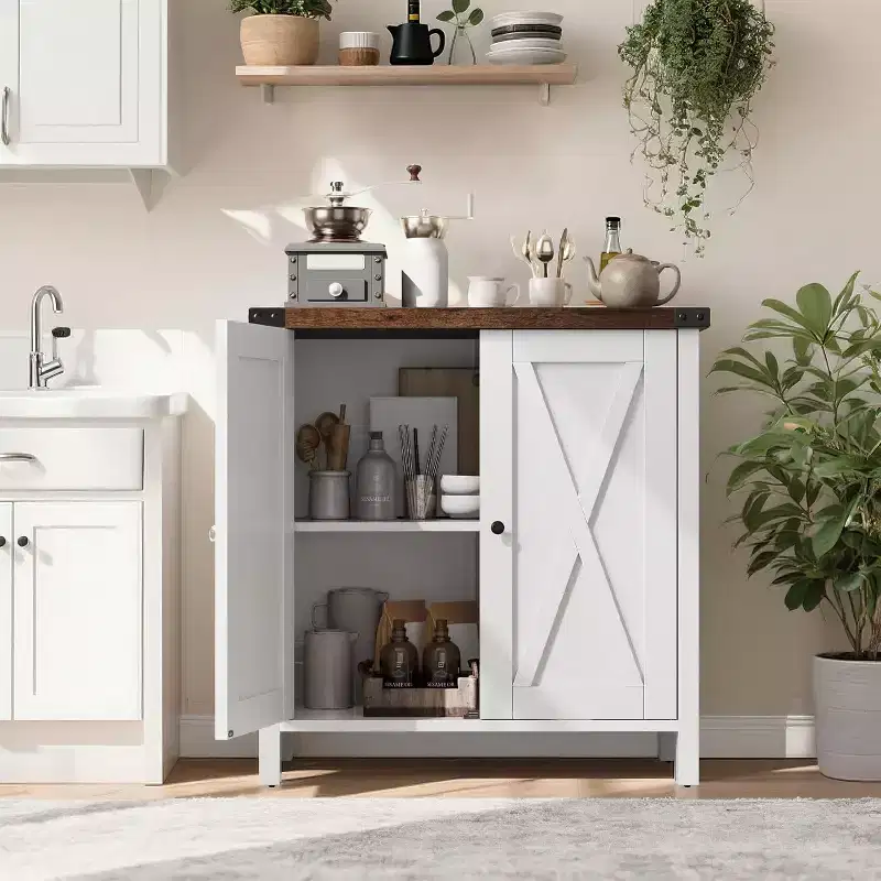 Wood 2-Door Sideboard Buffet Cabinet with Adjustable Shelves