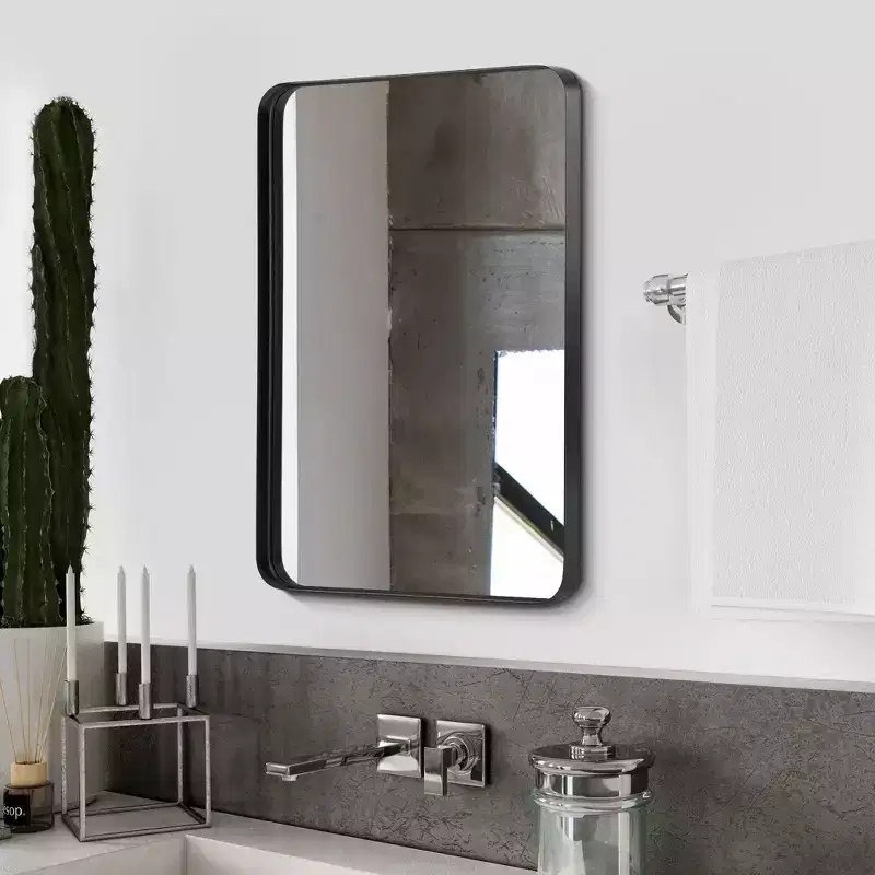 Metal Rectangle Wall Mirror| Black