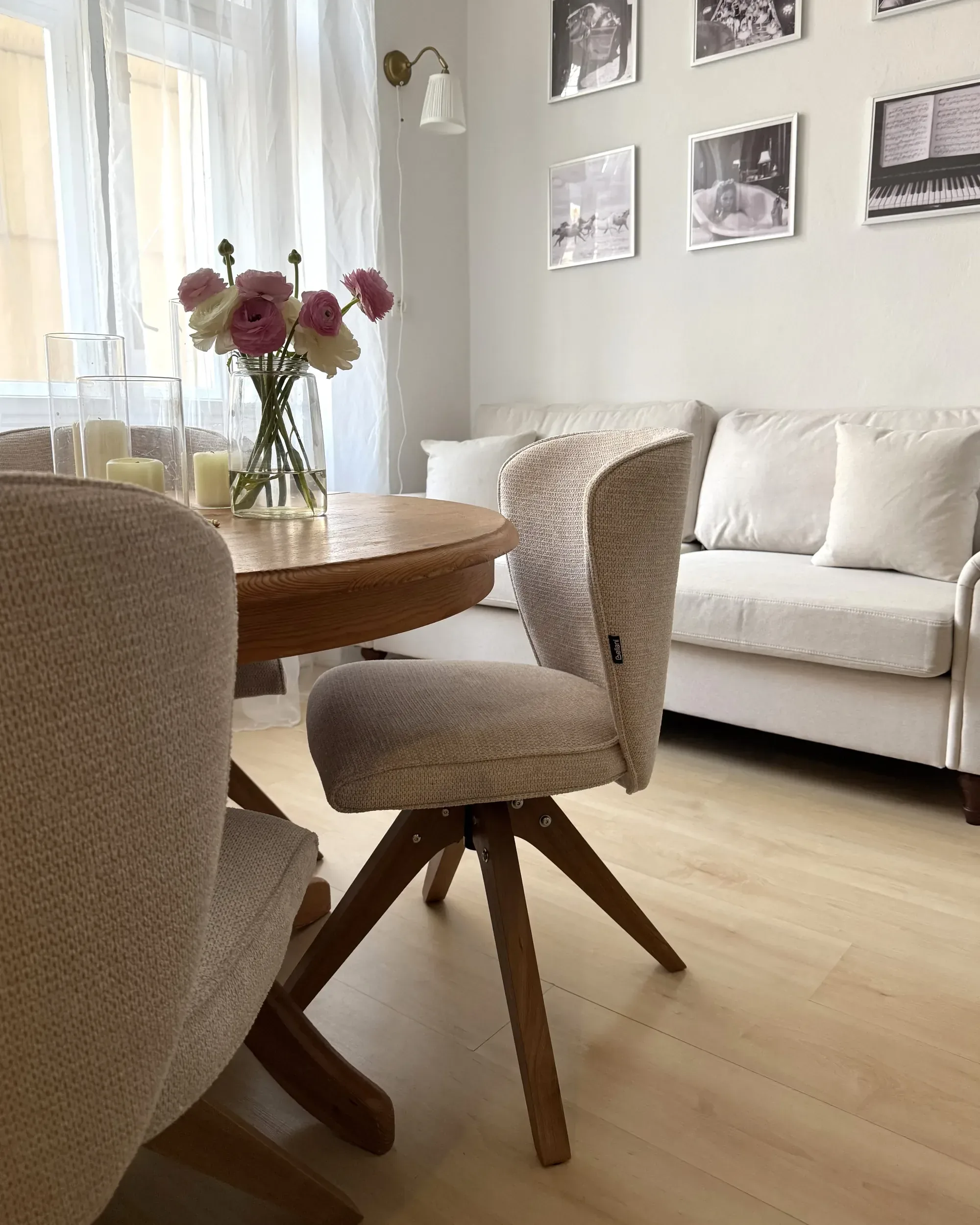 Set di 2 sedie da pranzo Tessuto Beige chiaro