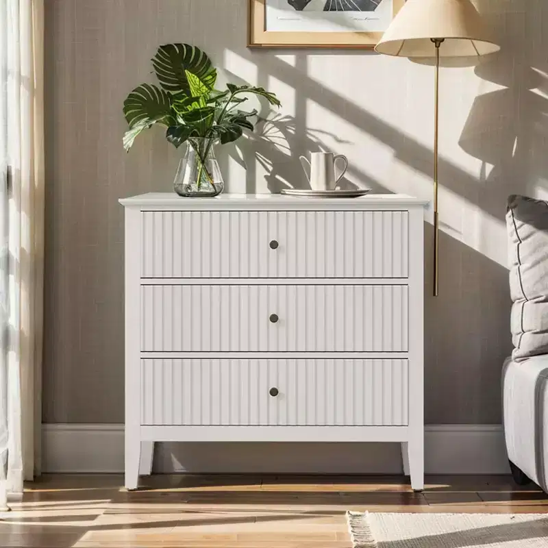 Fluted 3 or 5 Drawer Tall Dresser with Silent Slides – Bedroom & Entryway