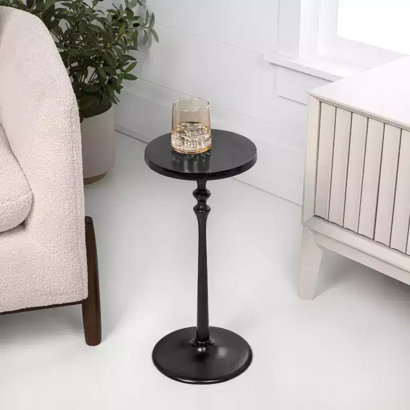 Art Deco Round Pedestal Accent Table, 19.5