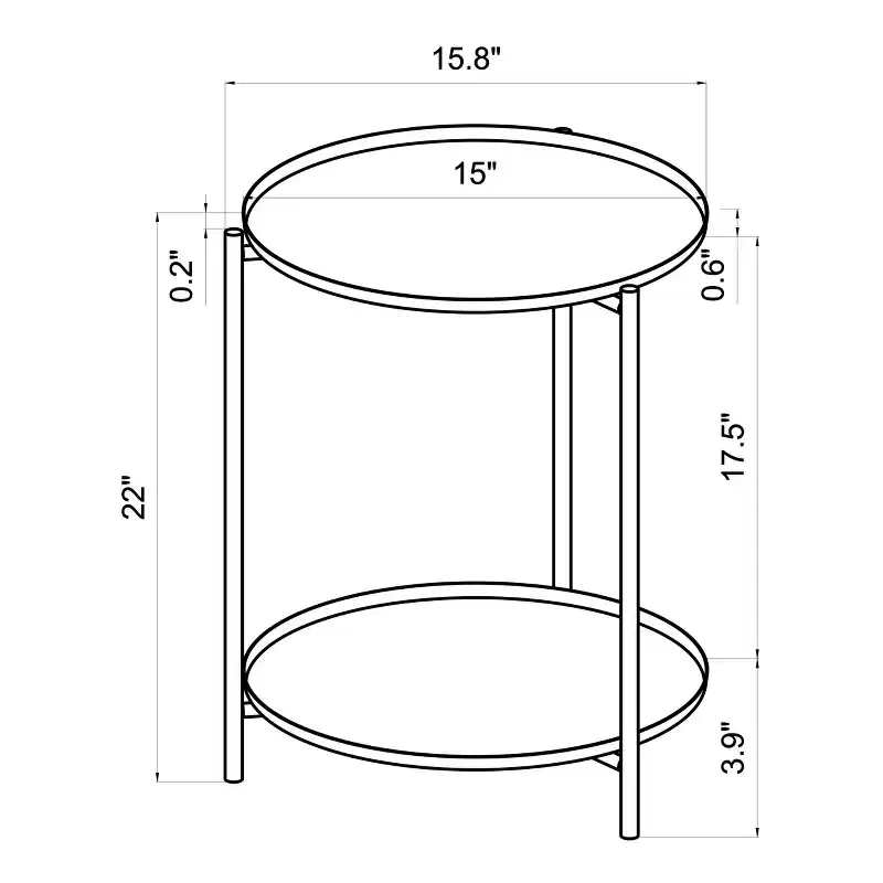 Metal Small Side Table with Shelf Black - ™